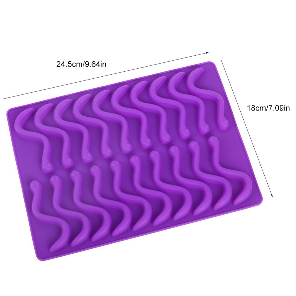 Creative 20 Compartments Silicone Gummy Worm Mold With Dropper Chocolate Candy Mold Cake Decorating Mold Baking