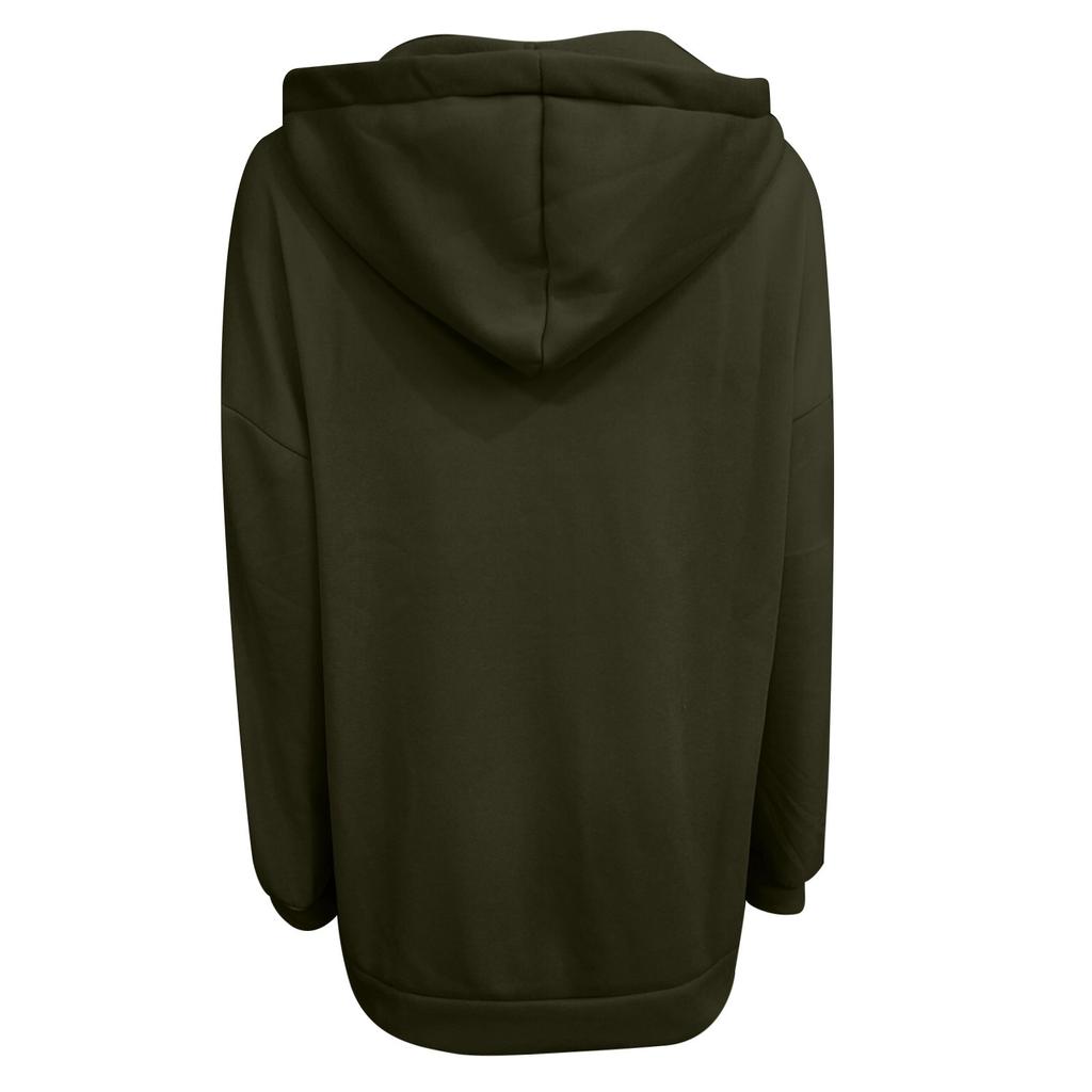 Women's Zip Hooded Long Sweatshirt Lightweight Loose Long Sleeve Casual Sweatshirt With Pocket