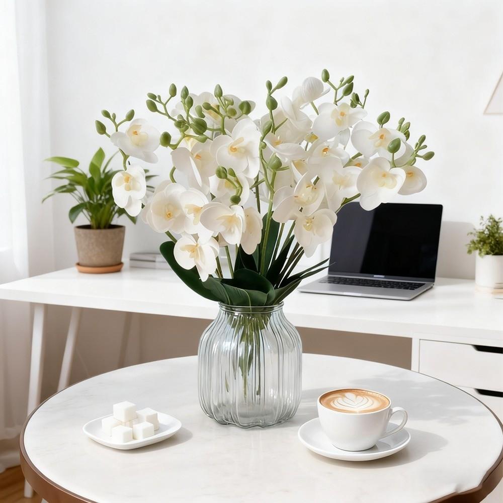 15 Heads Artificial Phalaenopsis Bouquet Photography Props Wedding Fake Flower Wedding Decoration