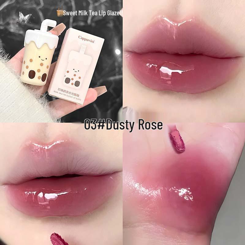 CAPPVINI Глянцевая глазурь для губ "Жемчужный молочный чай" - Милая, Доступная Помада для Студенческой Вечеринки