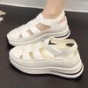 Fashion Women's Sandals 2025 New Summer High-quality Solid Color Buckle Strap Closed Toe Thick-soled Breathable Baotou Sandals Zapatos