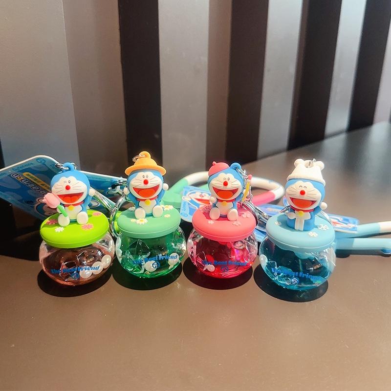 Doraemon Floating Bottle Keychain Cute Acrylic Material Ideal For Car Or Backpack