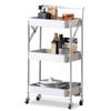 Steel Kitchen Cart with Casters and Light for Kitchen Storage and Gap Storage KKSW-3T Easy-Assembly Handles, Gray,