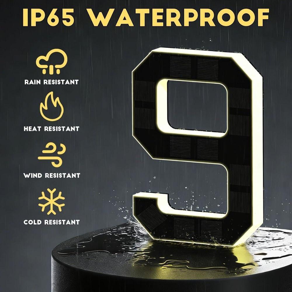 6.7 Inch Size Solar House Numbers IP44 Waterproof Solar Address Signs Home Exterior