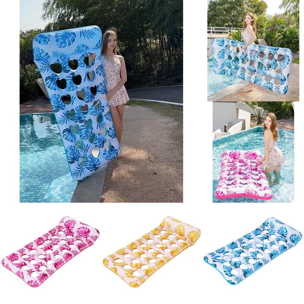 Экологичный ПВХ Сяо Лу Трансграничный Ins Надувной Водный Плавучий Круг Взрослый Кленовый Лист Водный Шезлонг Утолщенная Плавучая Кровать Водная Вечеринка Синий