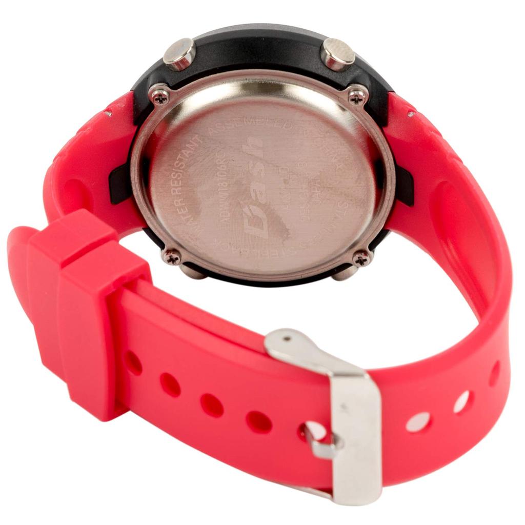 [Arias] ADWW18106RC-08 Мужские радиоуправляемые цифровые часы для приборной панели, водонепроницаемые, многофункциональные, с подсветкой, инвертированным ЖК-дисплеем, уретановым ремешком, красные