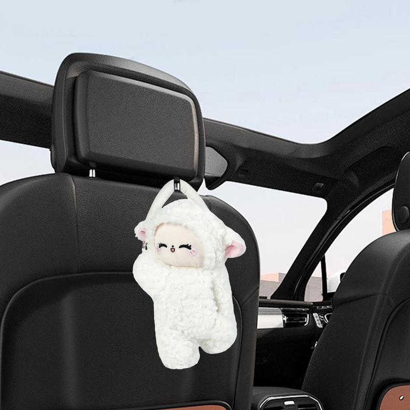 Держатель для салфеток на спинку сиденья автомобиля, диспенсер для салфеток с застежкой-молнией в виде овцы, белый держатель для салфеток с изображением животных, мультяшная коробка для салфеток для автомобилей