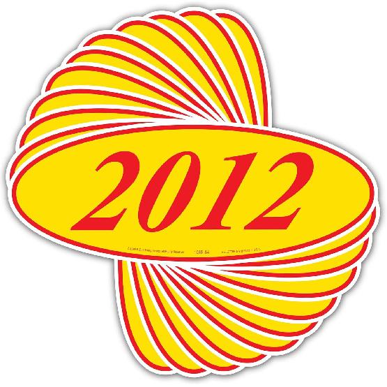 EZ-Line Oval Model Windshield Year Stickers for Car Windows Red and Yellow Large Vinyl Dealership Supplies 1 Dozen Pro Pack (2018)
