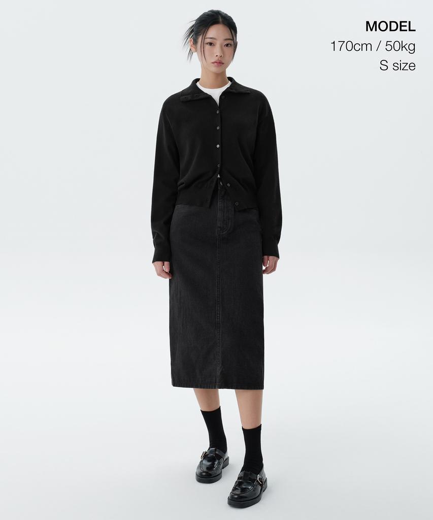 MUSINSA STANDARD WOMAN Женская джинсовая юбка миди [Вымытый черный]