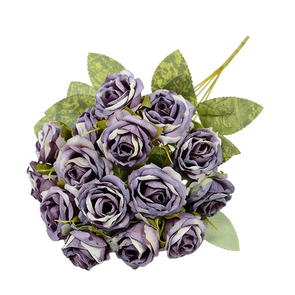 Silk Petals Rose Artificial Flowers 15 Heads Decorative Flower Party Supplies