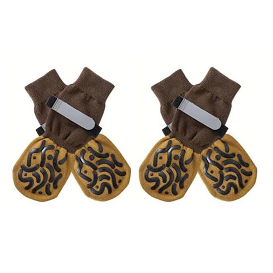 4 шт. нескользящие носки для собак с силиконовыми захватами, предотвращающими облизывание лап, регулируемый ремешок, дышащие, водонепроницаемые, эластичные носки для пола из твердой древесины