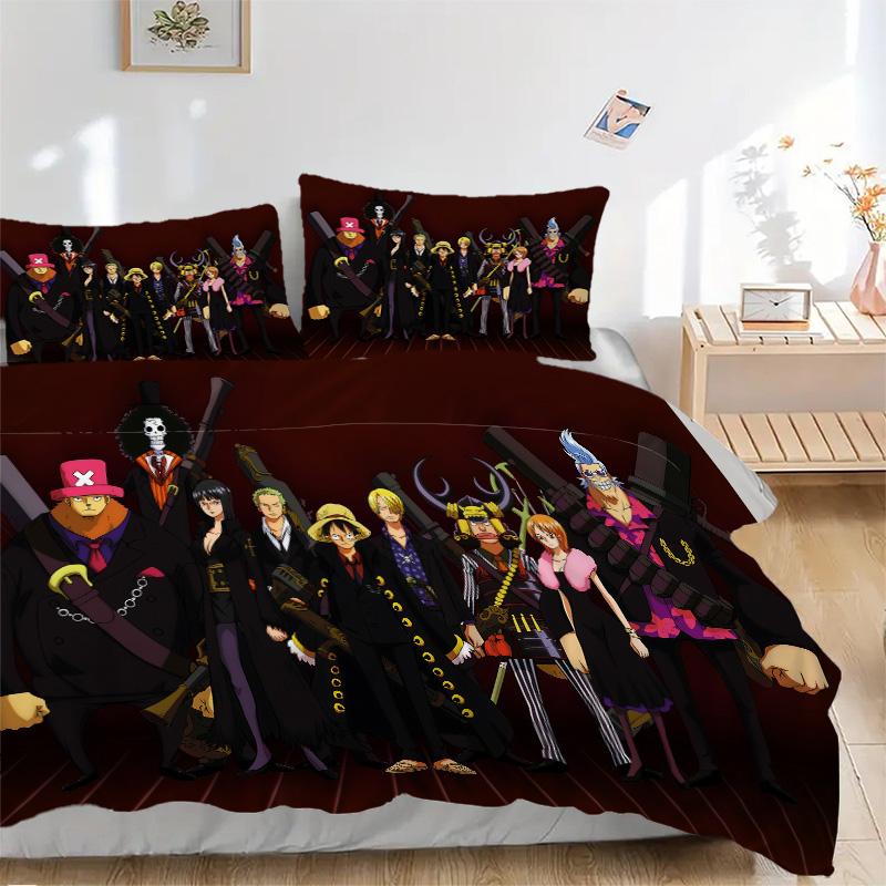 One Piece Adventure Print 3Pcs Bedding Setduvet Cover With 2 Bedropillowcase Home Birthday Gift