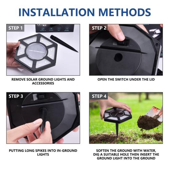 Уличный солнечный светильник с датчиком автоматического включения/выключения Супер яркий водонепроницаемый простой путь установки Садовый наземный светильник