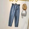 Весенне-осенние джинсы с высокой талией и вышивкой, женские свободные и тонкие брюки большого размера в Корейском стиле для студенток Nine Harlan Daddy Pants