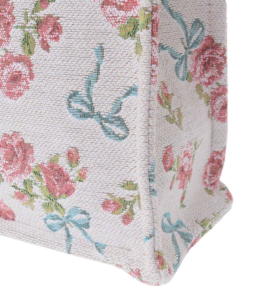 Женская квадратная сумка-тоут Maison de Fleur с гобеленовым рисунком и розовой лентой, цвет: кремово-белый