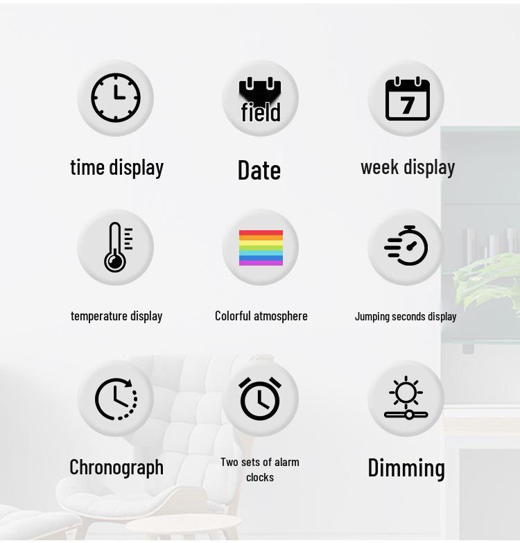 Multifunctional LED Digital Alarm Clock - Stylish Desktop & Living Room Dual Use 5527