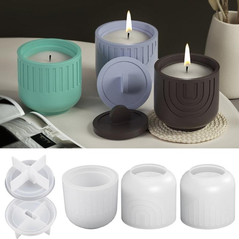 Silicone Storage Jar Mould Jewelry Box Moulds Resin Mold Storage Container Molds with Lid Candle Cup Molds for DIY Craft