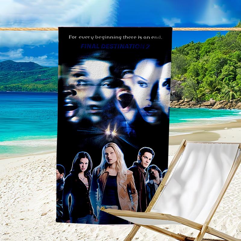proof beach towel with a Final Destination Bloodlines1 pattern - soft,absorbent,quick-drying,machine washable - perfect for swimming,camping,bathing