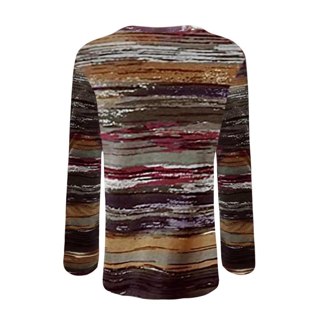 Женская модная свободная повседневная футболка с v-образным вырезом и длинными рукавами с принтом