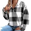 Europe, America autumn and winter new women's clothing neutral plaid printing loose casual fashion button hooded long-sleeved sweater
