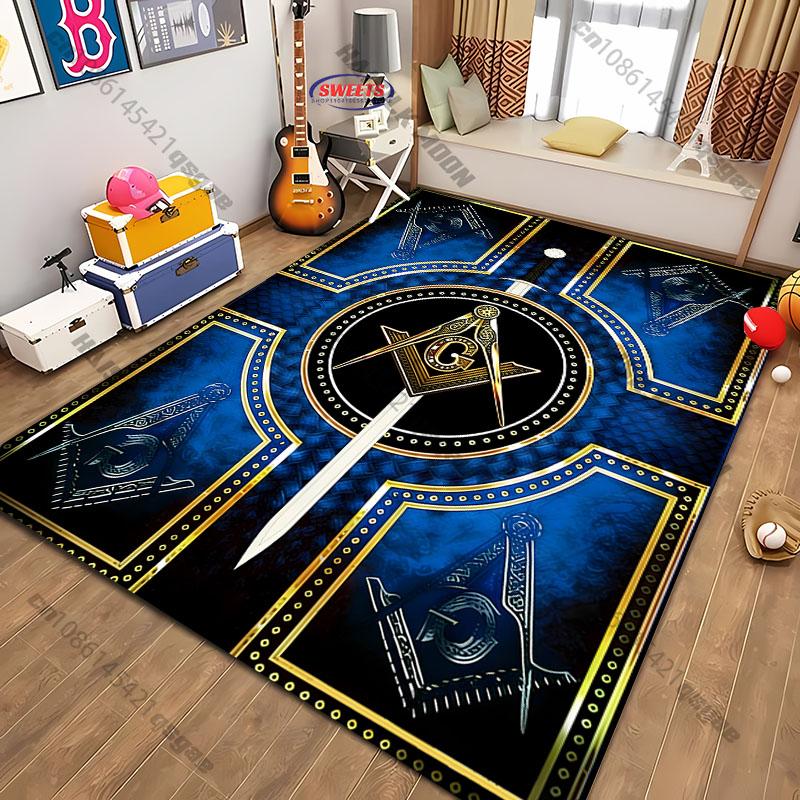 Multi Size M Freemas0nry Theme Printed Carpet New Release! Rug for Living Rooms Bedrooms, Office Areas, Machine Washable Mat