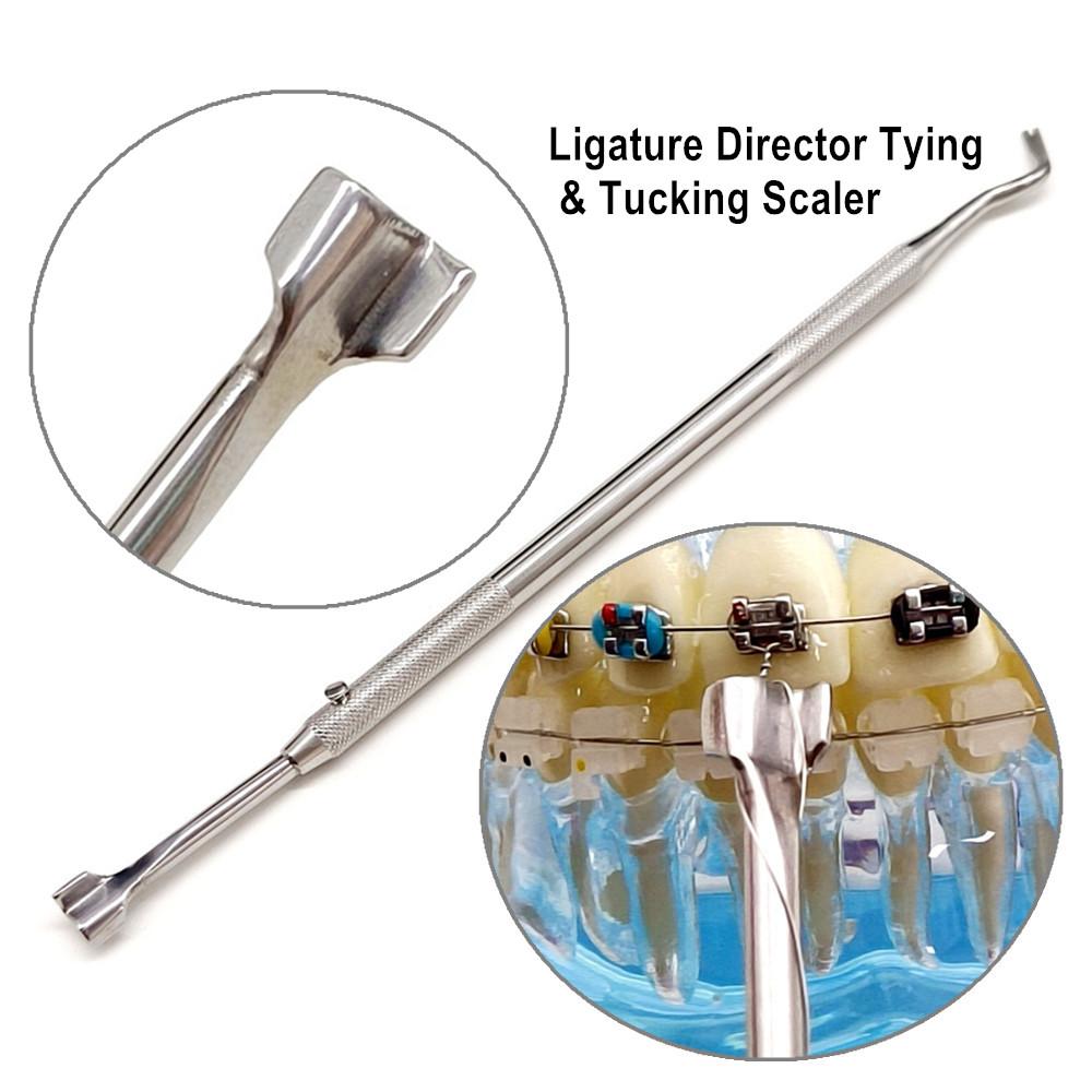 Стоматологический ортодонтический двусторонний лигатурный директор, изогнутый скейлер, тонкий узкий стоматологический инструмент, инструмент