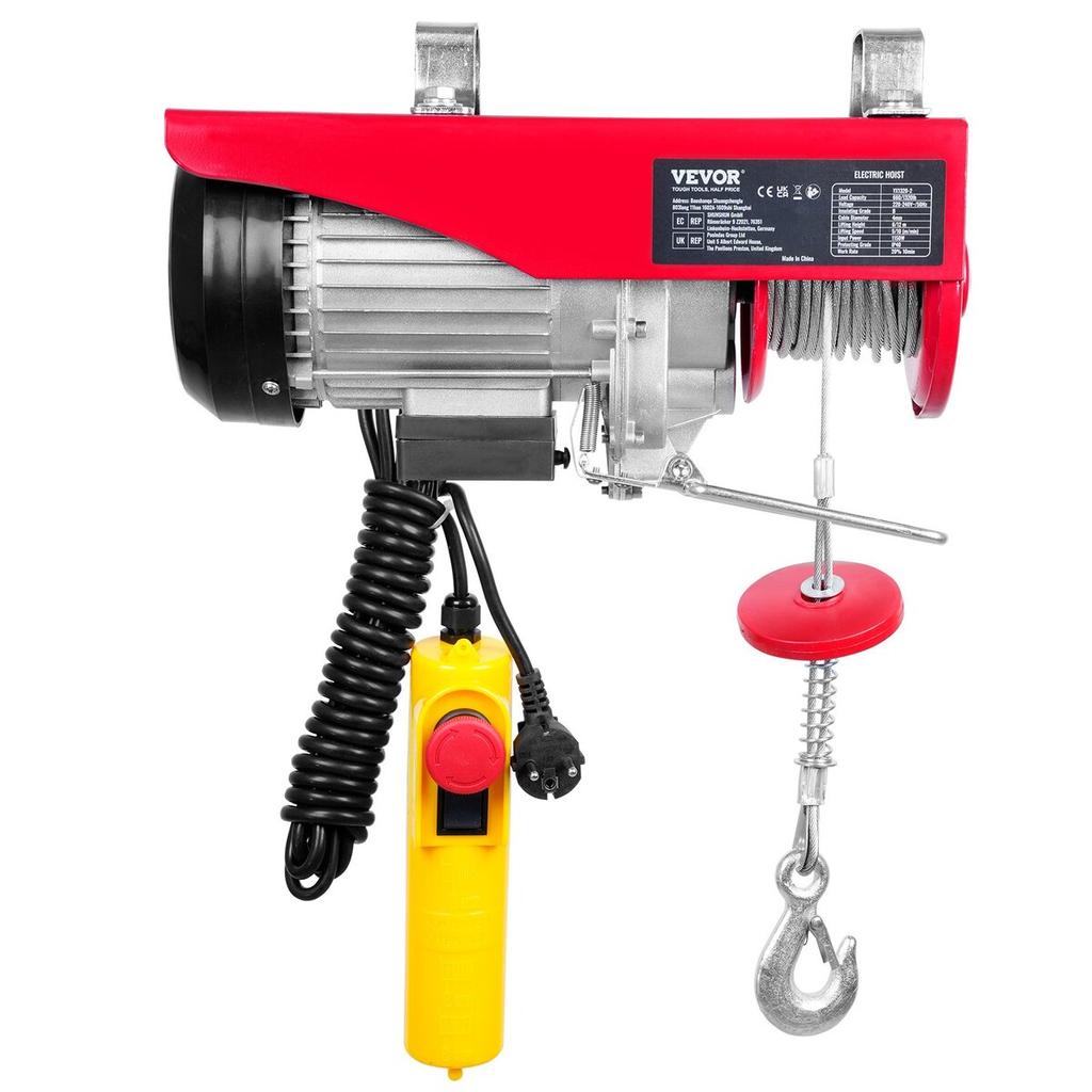 Electric Hoist, 1320 lbs Lifting Capacity, 1150W 220V Electric Steel Wire Winch with 14ft Wired Remote Control, 40ft Single Cable Lifting Height &
