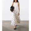 MD Summer Women's French Style Artsy Romantic Gentle Draping Effect Plaid Mid Length Long Length Skirt 5238595