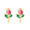 Modern Botanical Tulip Earrings For Women Copper Glass Spring Fashion Accessory