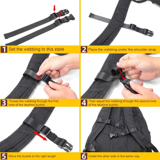 Рюкзак Регулируемый нагрудный ремень Износостойкий быстроразъемный ремень Простая установка Прочный плечевой ремень Нейлоновый нагрудный ремень