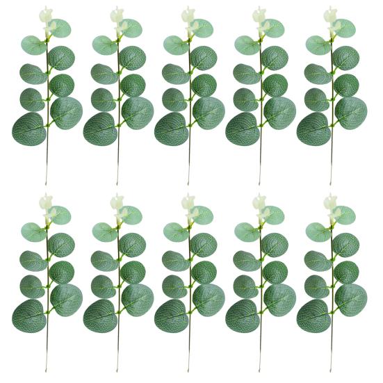 10 шт., искусственные листья эвкалипта, ветка со стеблем, реалистичные многоразовые искусственные зеленые растения, зелень, домашний стол, центральное украшение, реквизит для фото