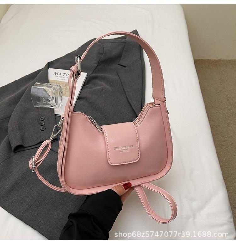 Simple Underarm Bag Women's New Trendy Popular Texture Niche Baguette Bag Fashionable Versatile Single Shoulder Crossbody Crescent Bag