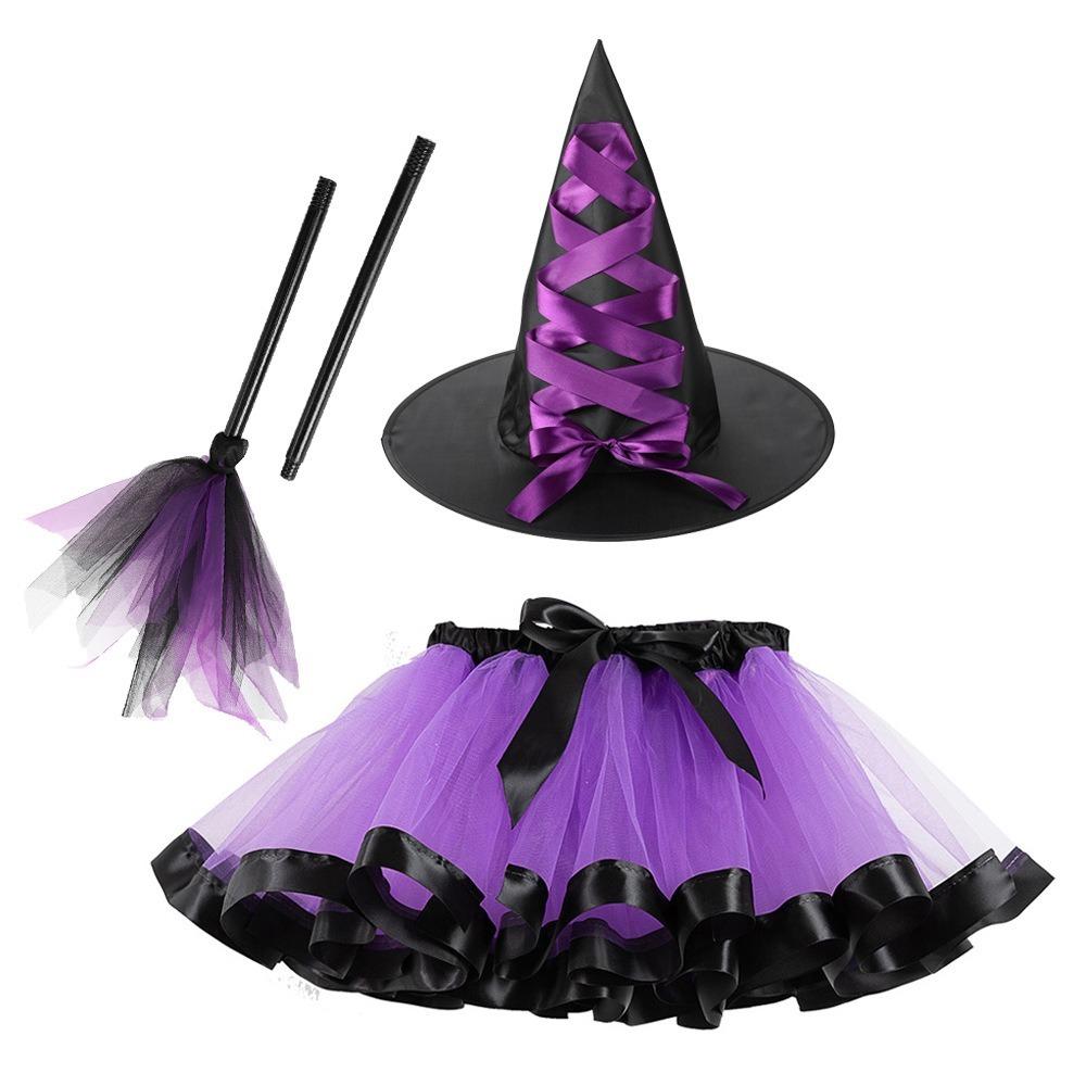 Wand Kids Halloween Costume with Hat Halloween Children's Witch Dress Halloween Decoration