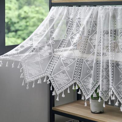 Юшенг Французское кружево Занавеска Винтажная Короткая Прозрачная Занавеска для шкафа Фермерский дом Рустик Бохо Маленькое окно Кулиска Светофильтрующая Вязаная крючком занавеска