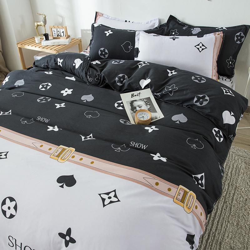 Simple Bedding Washed Cotton Four-piece Set Pastoral Bed Sheet Quilt Cover Bedding Three-piece Set