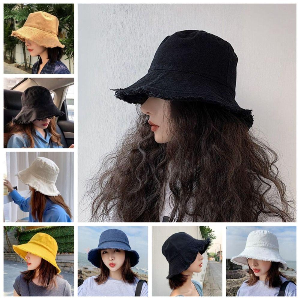 Foldable Thin Bucket Hat Sunshade Sun Protection Cap Sun Cap Raw Edge Fisherman Hat Men