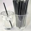 50/100/200PCS Black Disposable Plastic Straight Mouth Straw Solid Color Fine Straw Used For Cocktails Juices Beverages Coffee