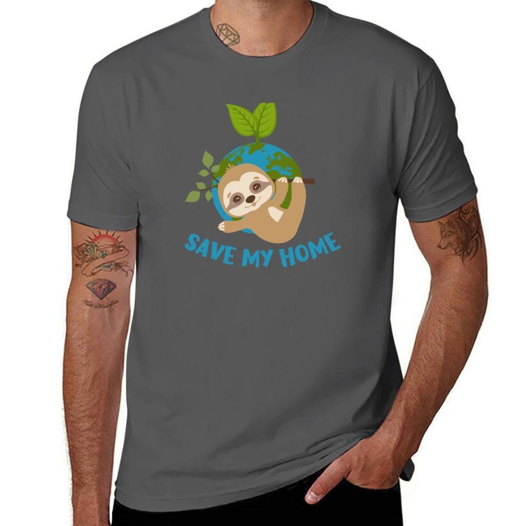 Save My Home Baby Sloth Earth Day Tshirt Utility Casual Work Tshirt