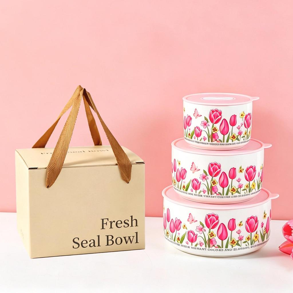 Lemon Fresh Ceramic Bowl Set with Lid - Practical Housewarming Gift Box