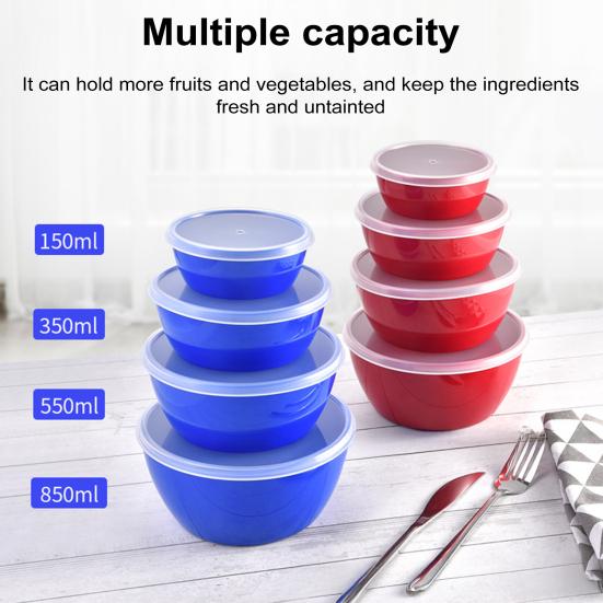 4Pcs Mixing Bowls with Lids BPA-Free Salad Containers Stackable Airtight Food Storage Bowls Meal Prep Bowl Kit for Home Outdoor Dining