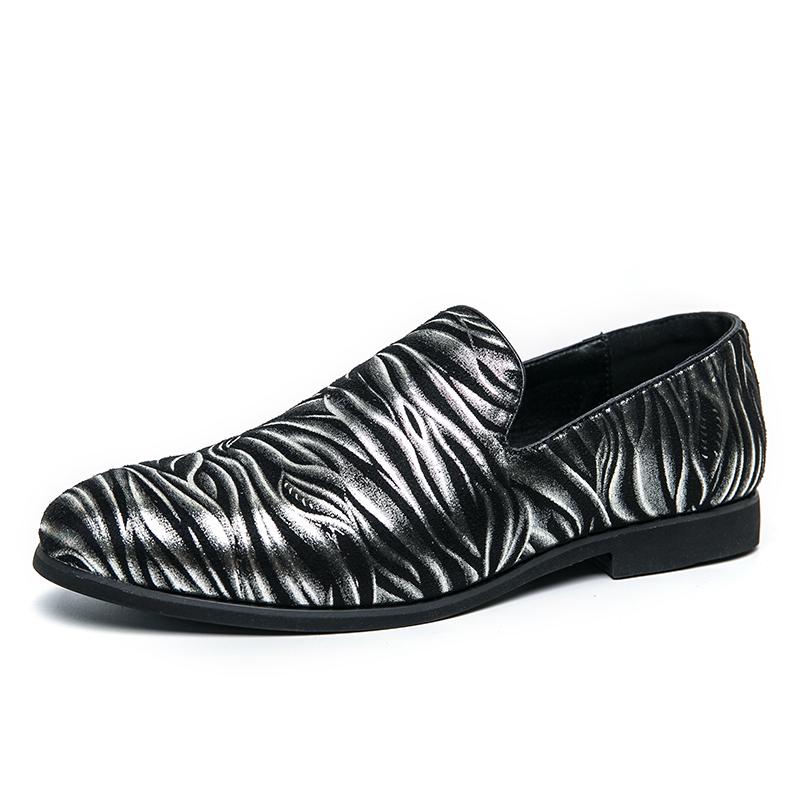 New Zebra Autumn Spring Silver Gold New Dress Men Shoes Exquisite Slip-on Designer Party Office Oxfords Pointed Toe Big Size 46