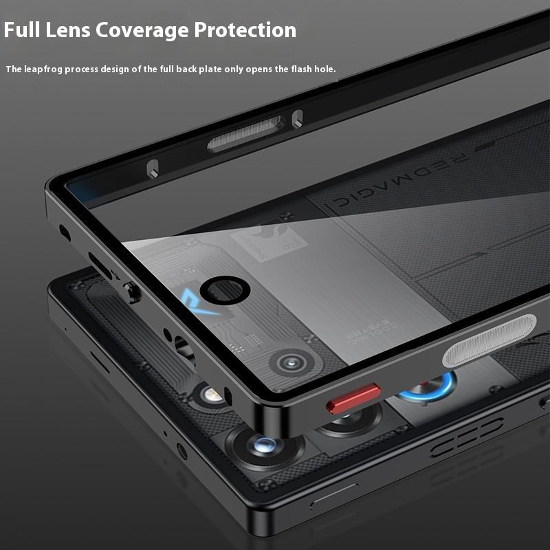 Чехол для ZTE nubia Red Magic 10 Pro 5G Металлическая рамка Стеклянная задняя крышка телефона с игровой плечевой кнопкой