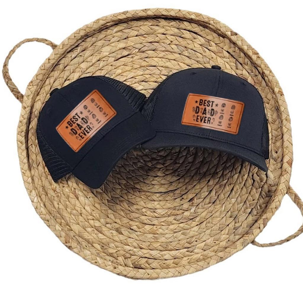 Изготовленная на заказ кожаная нашивка ко Дню отца, микроизогнутая сетчатая шапка, изготовленная на заказ кожаная этикетка