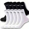 5/10 Pairs Men's High Waist Solid Unisex Sports Socks Black White Breathable Mid-Calf Casual All-Season Simple Versatile