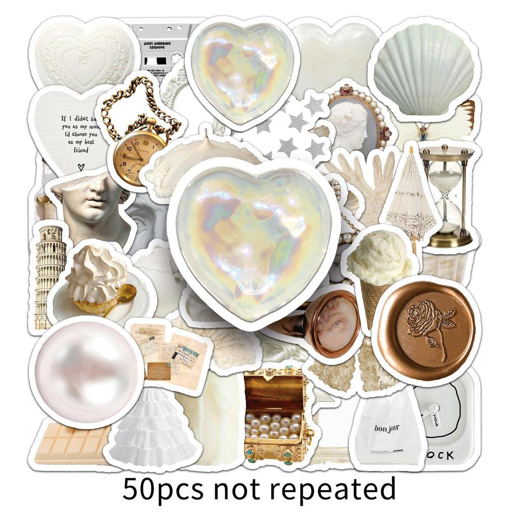 50 белых наклеек-граффити для украшения чемодана