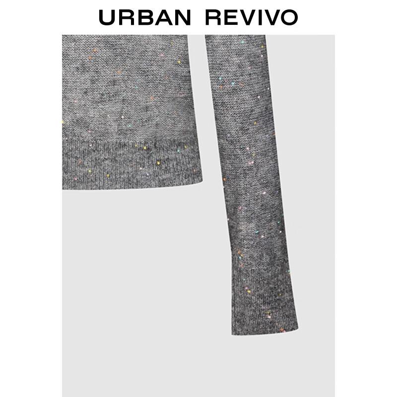 UR Women's V-Neck Floral Sequin Short Knit Top