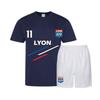 Children's Lyon Striped Football Jersey and Shorts Set - - Blue