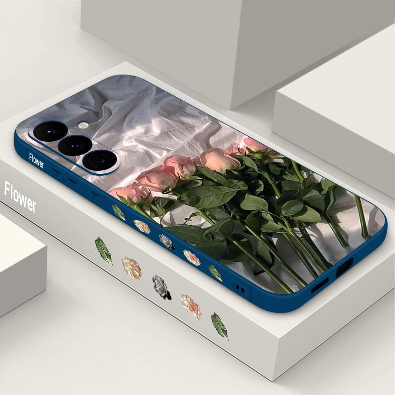 Чехол с масляной живописью и розами для Samsung Galaxy S24 S25 FE S25 S23 S22 Ultra A17 A56 A16 A55 A25 A15 A36 A54 5G с ремешком, мягкая накладка