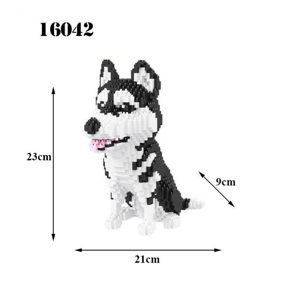 Новые маленькие блоки, милая модель собаки хаски, пластиковые строительные кирпичи, развивающие детские игрушки, фигурки кошек из мультфильма, подарки