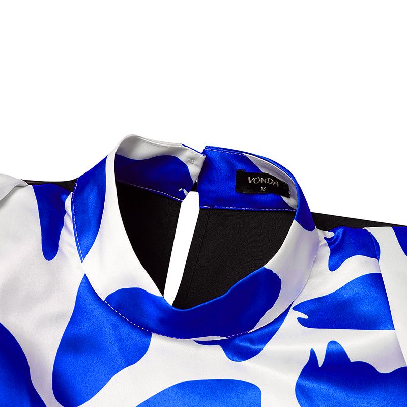 Женские платья больших размеров с воротником-стойкой и длинным рукавом в горошек